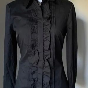 Zara Black Ruffled Buttondown - Size Small